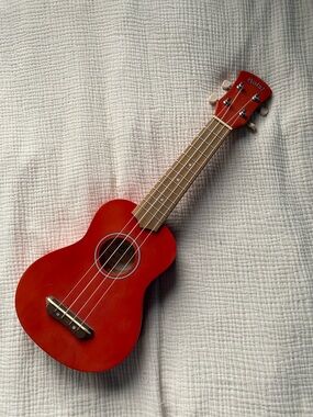 Red Soprano Ukulele with Natural Neck
